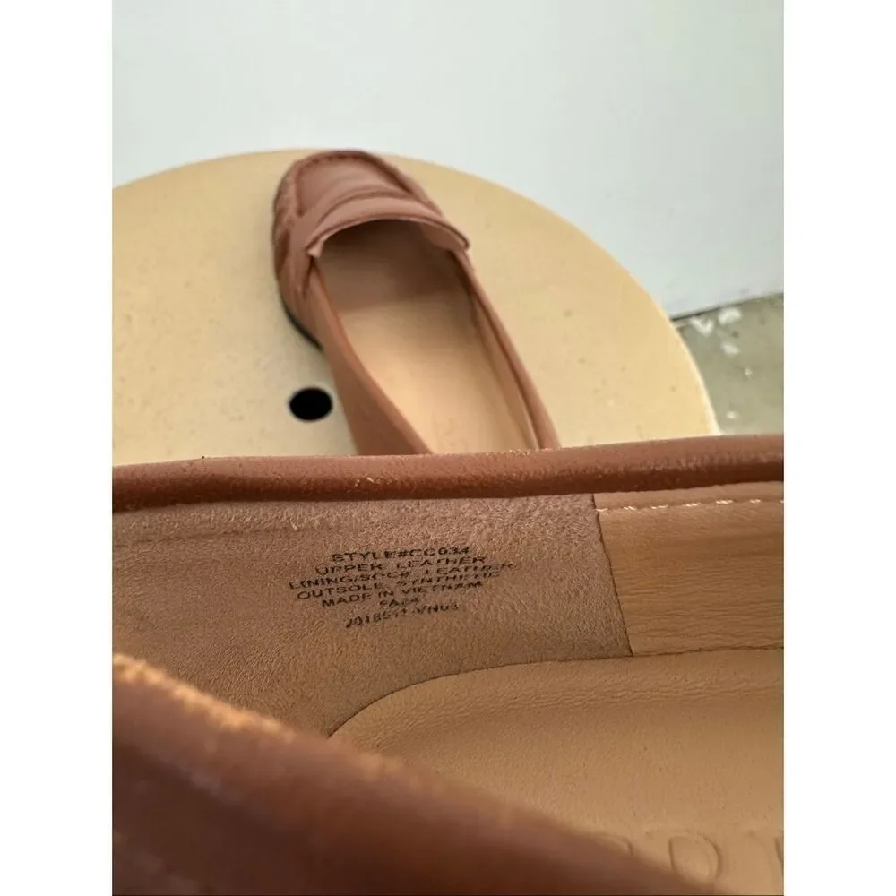 J. Crew Women’s Cognac Brown Leather Maison Ruched Slip In Loafers